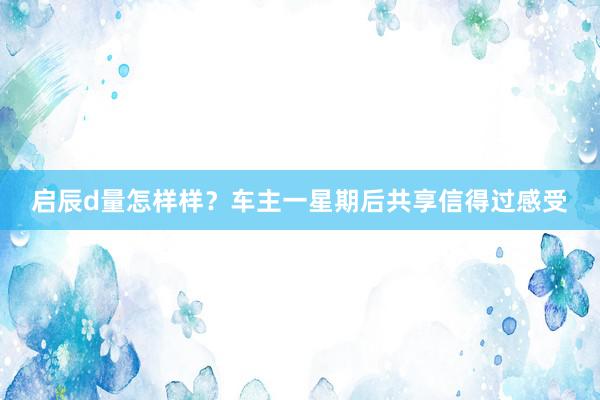 启辰d量怎样样？车主一星期后共享信得过感受