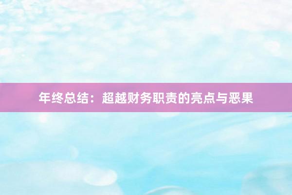 年终总结：超越财务职责的亮点与恶果